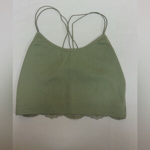 green spaghetti strap tank top